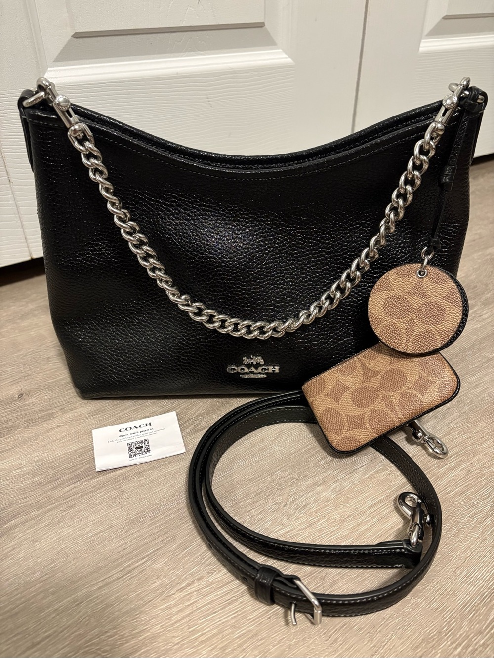 Coach Laurel Pebbled Leather Shoulder Bag with Signature Charms